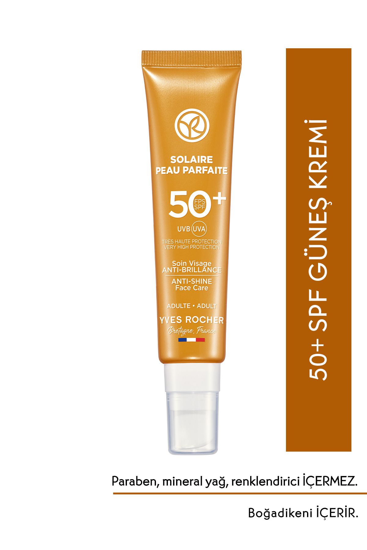 Yves Rocher Yüz Güneş Kremi - SPF 50+ - Parlama Karşıtı / Solaire Peau Parfaite-40 ml