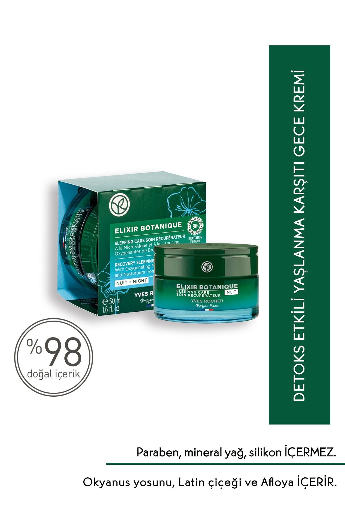 Yves Rocher Gece Kremi - Yaşlanma Karşıtı Bitkisel Antioksidan Bakım / Elixir Botanique-50 ml-55704