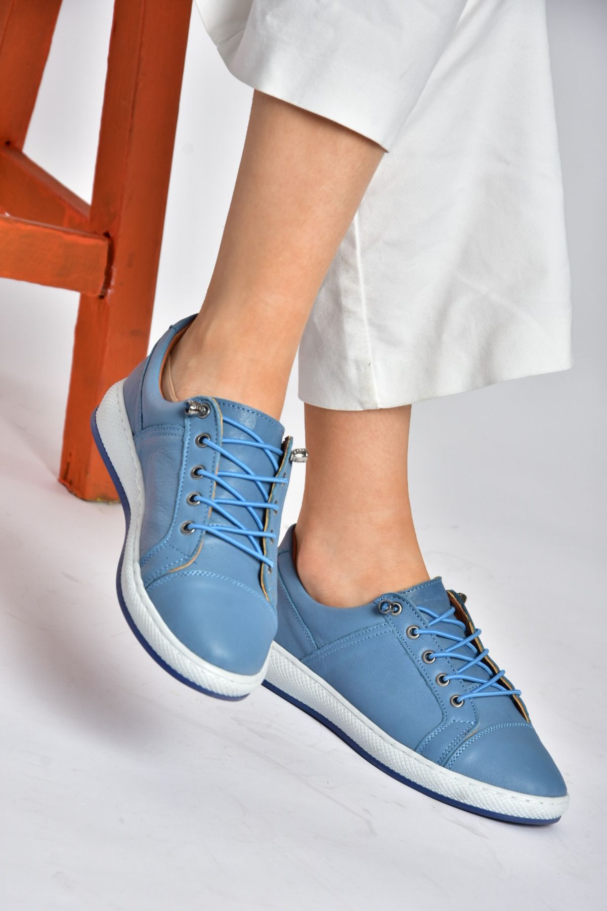 Fox Shoes P540201403 Mavi Hakiki Deri Günlük Spor Ayakkabı