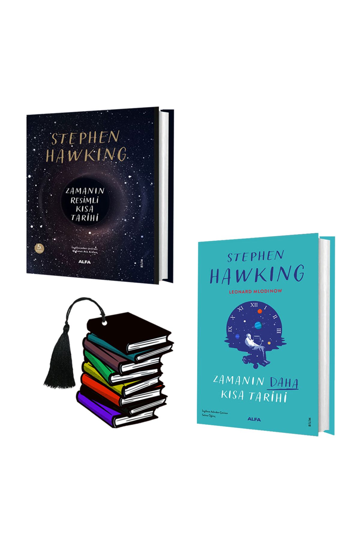Alfa Yayınları Stephen Hawking - Zamanın Resimli Kısa Tarihi - Zamanın Daha Kısa Tarihi -CİLTLİ SET-YIRTILMAZ AYRAÇ