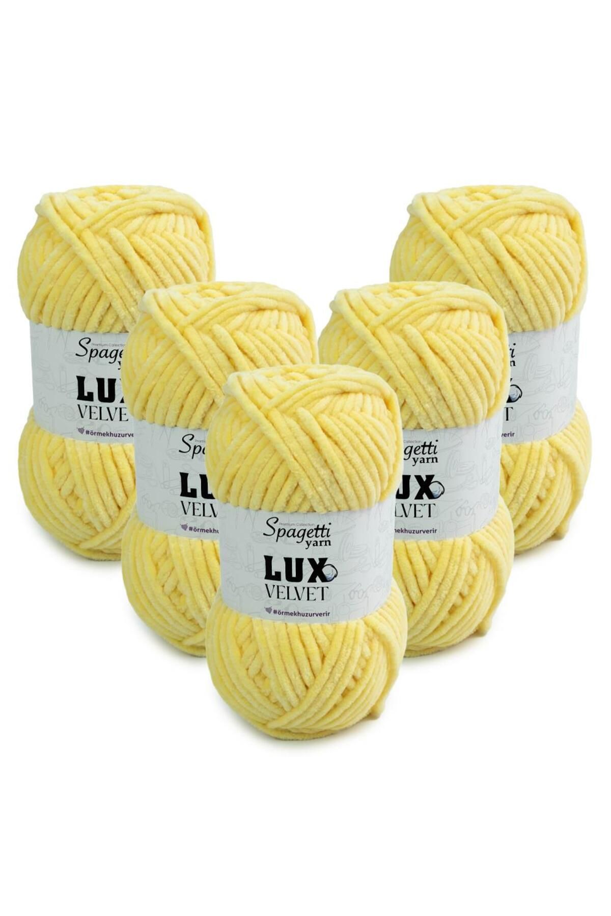 Spagettiyarn Lux Velvet 5'li Soft Sarı El Örgü İpliği