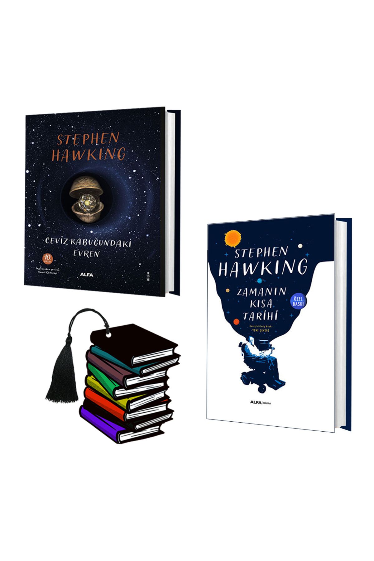 Alfa Yayınları Stephen Hawking - Ceviz Kabuğundaki Evren - Zamanın Kısa Tarihi -ciltli set-yırtılmaz ayraç hediye
