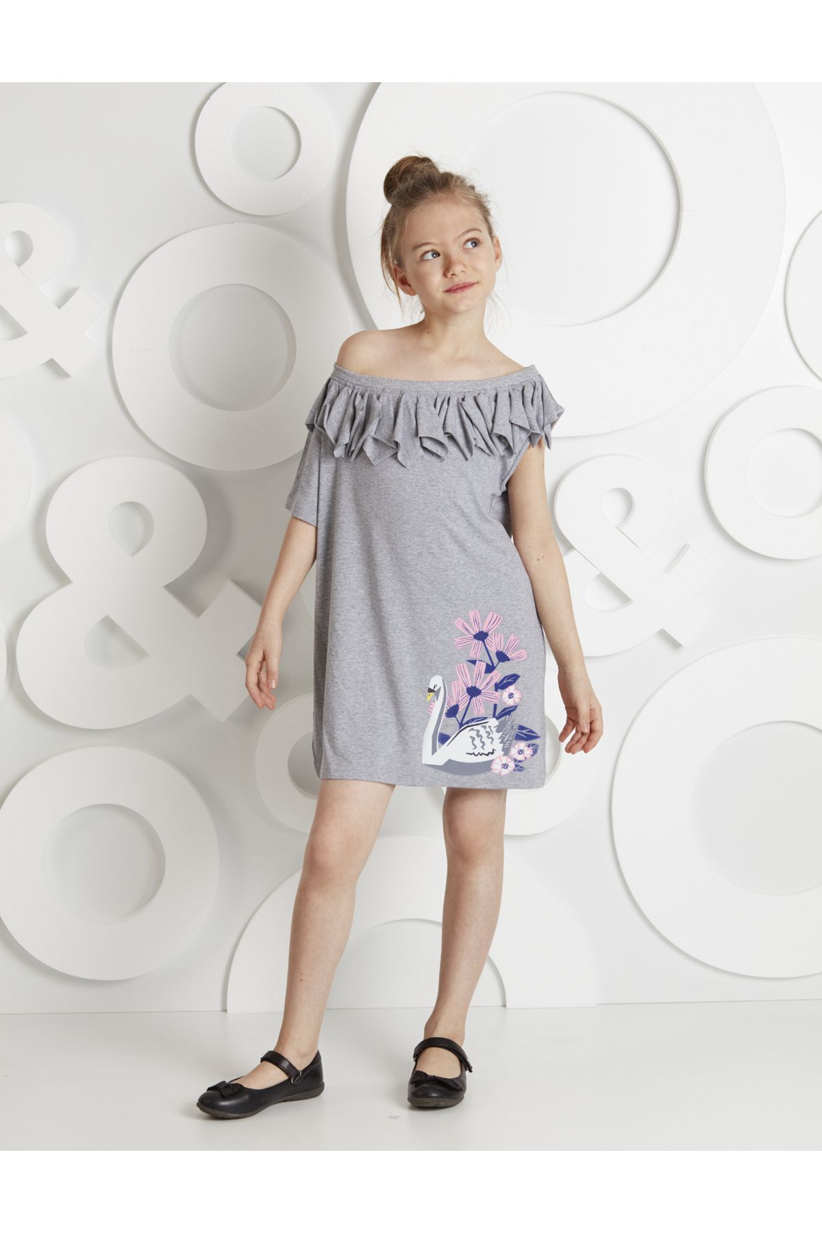 MSHB&G Kuğu Tek Kol Kız Çocuk Elbise