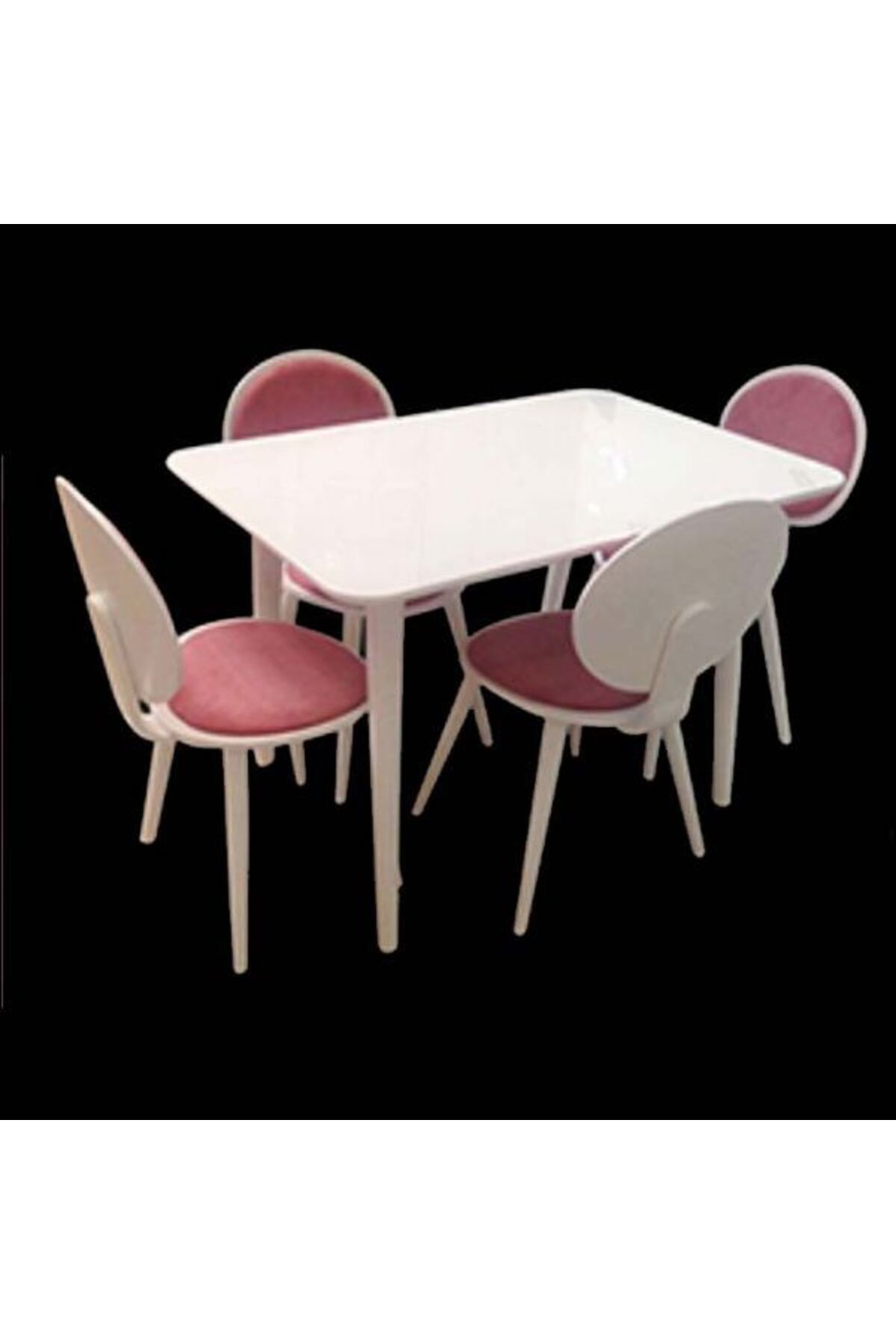 Ankara Mobilya Masa-sandaly 12880 Retro Papel Tk Model Kayın Torna Kaplama Parlak Beyaz El Yapım