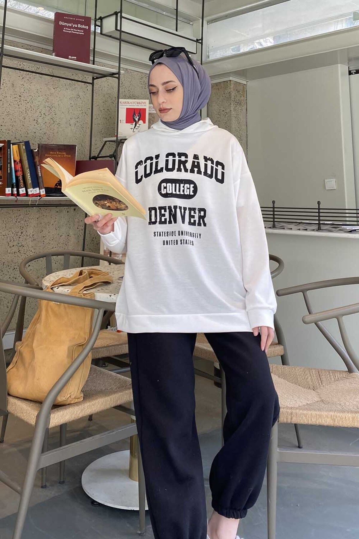lamelif Colorado Baskı Detaylı Kapüşonlu Sweatshirt