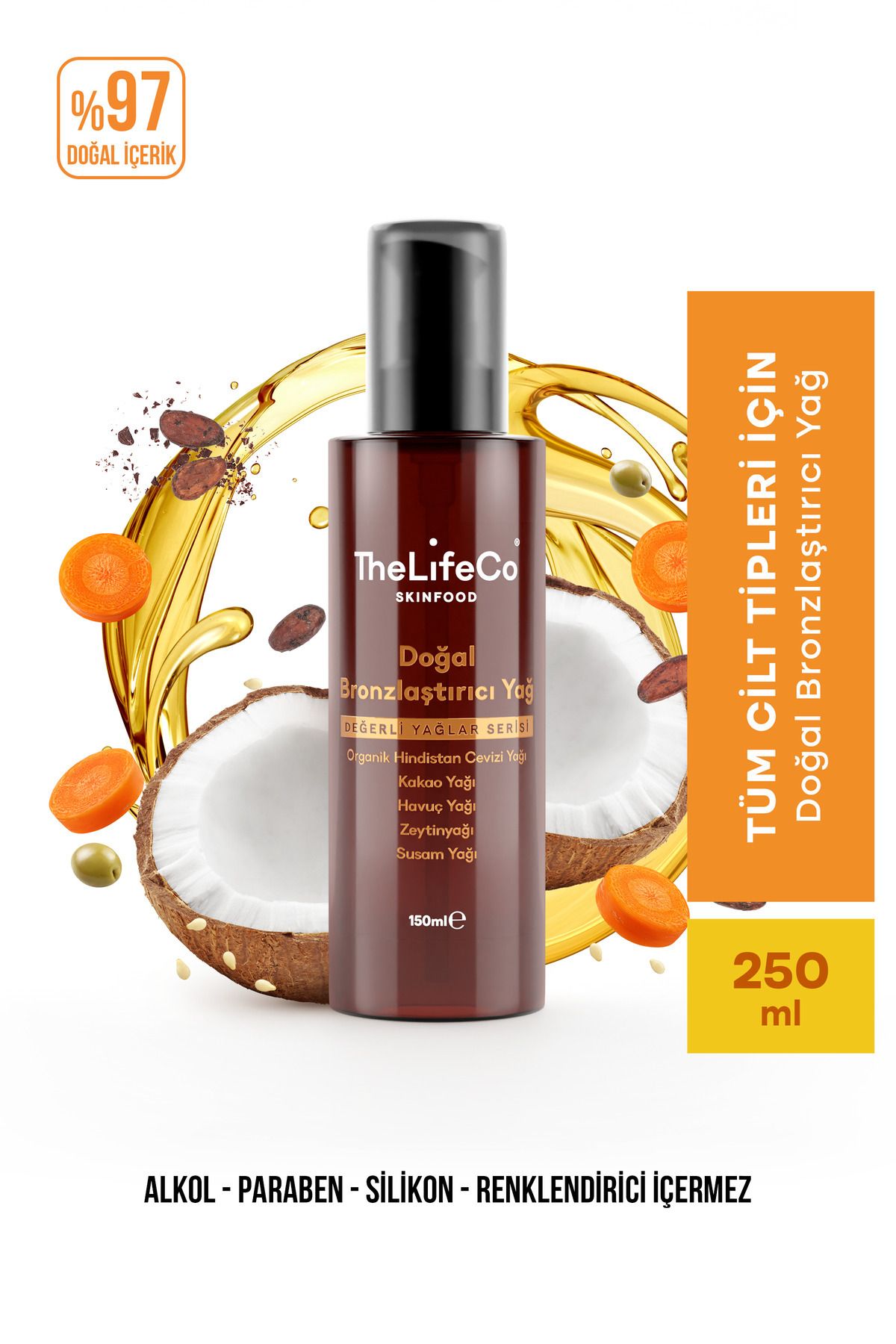 TheLifeCo Skinfood Değerli Yağlar Serisi Doğal Bronzlaştırıcı Güneş Yağı 150 ml