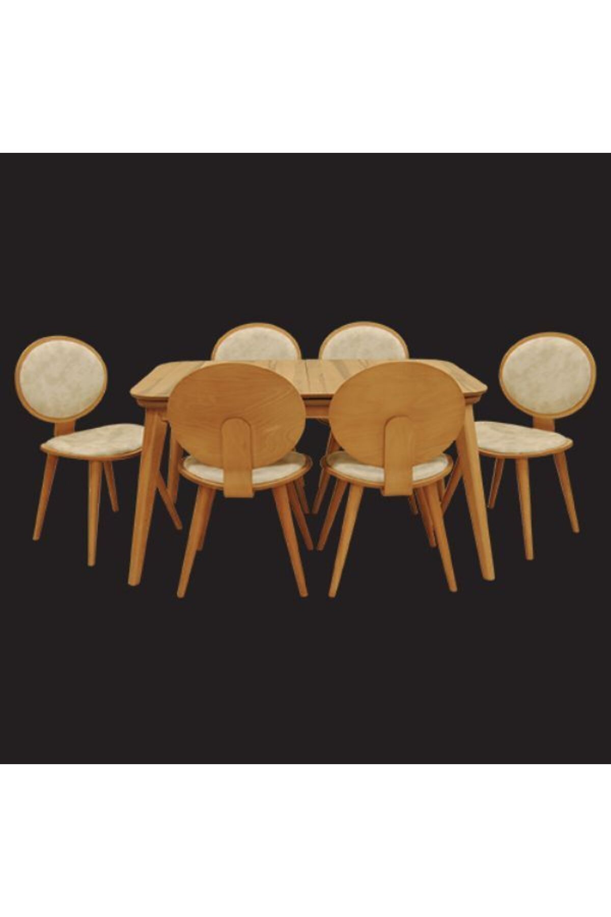Ankara Mobilya Masa-papel Sandalye St Oval Sırt Takım Kayın Kaplama Retro Açılır Nature El Yapım