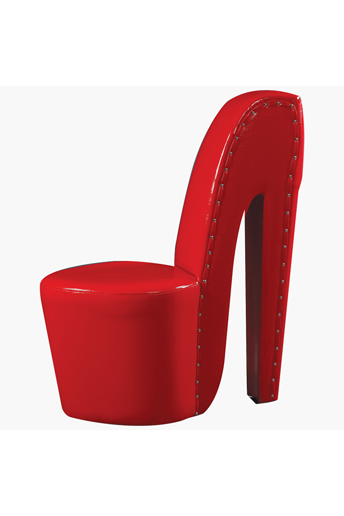 Ankara Mobilya Puf Çizme Topuk Ayakkabı Model Kırmızı Rugan Kırmızı Suni Deri Kayın El Yapım