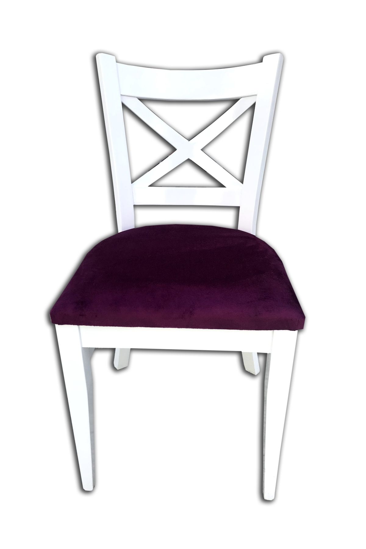Ankara Mobilya Sandalye St Çapraz Model Kayın Retro Ayk Babyface Kumaş Döşem Parlak Beyaz Elyapı