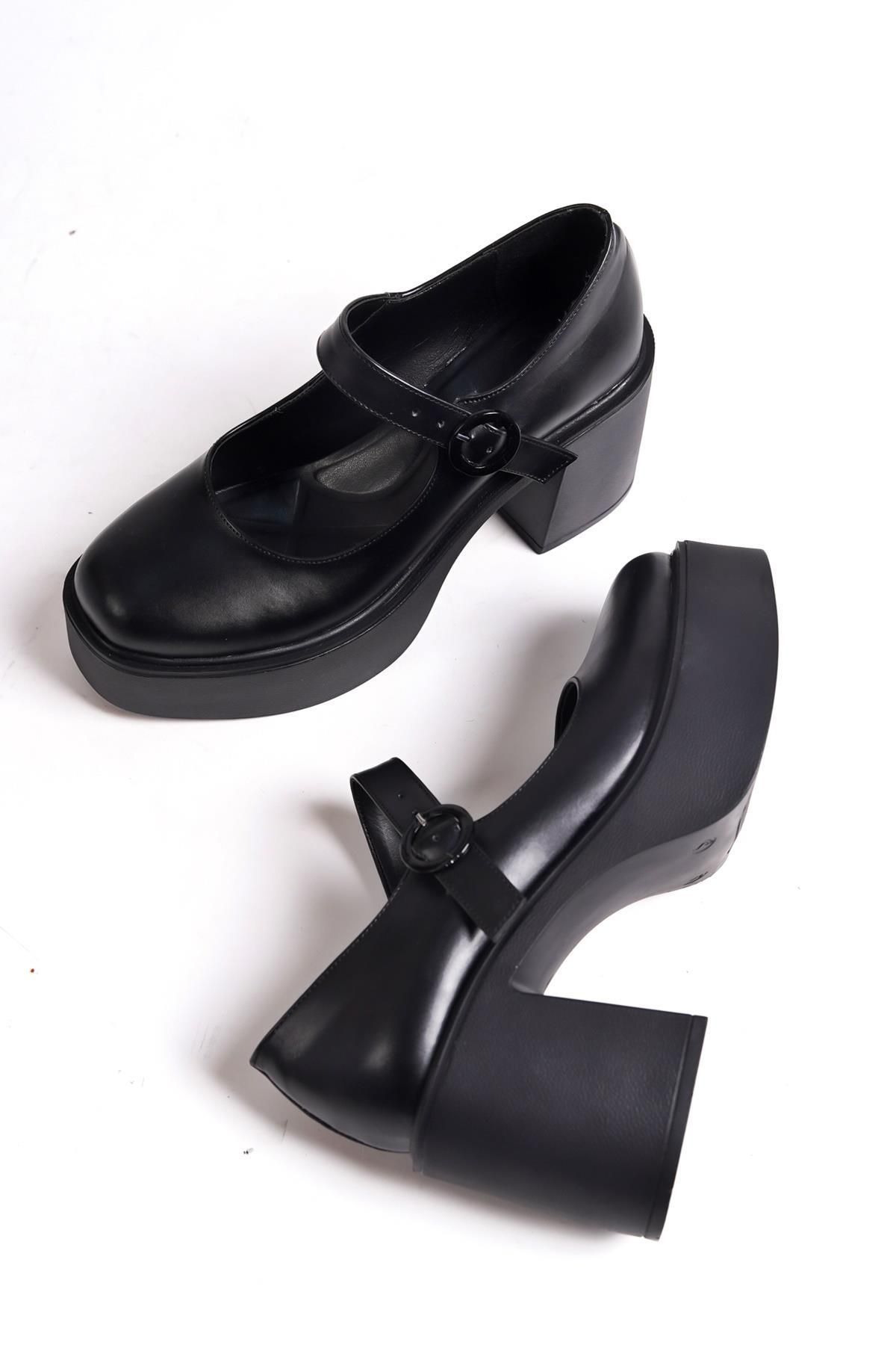 Modabuymus BİZA Siyah Mat Kalın Platform Topuklu Mary Jane Günlük Ayakkabı Özellikleri