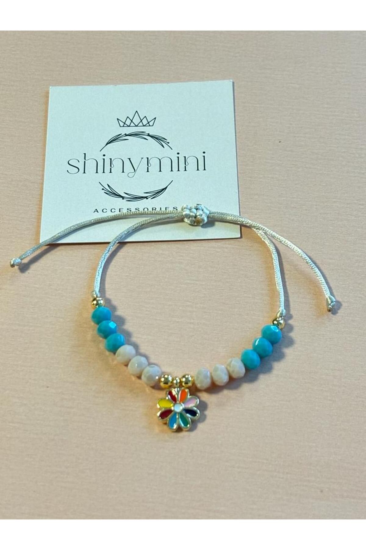 shinymini accessories Özel Tasarım Kız Çocuk Renkli Çiçek Detaylı Ayarlanabilir İpli Bileklik