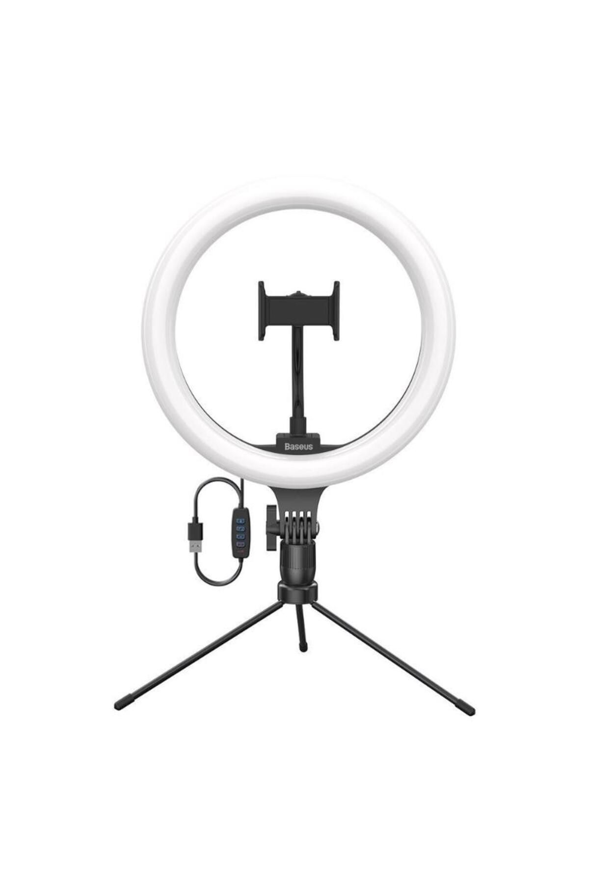 Baseus Halka Işıklı 120 Led 3 Işık Modlu Canlı Yayın Ve Video Çekim Tripodu, 20cm Masaüstü Tripod