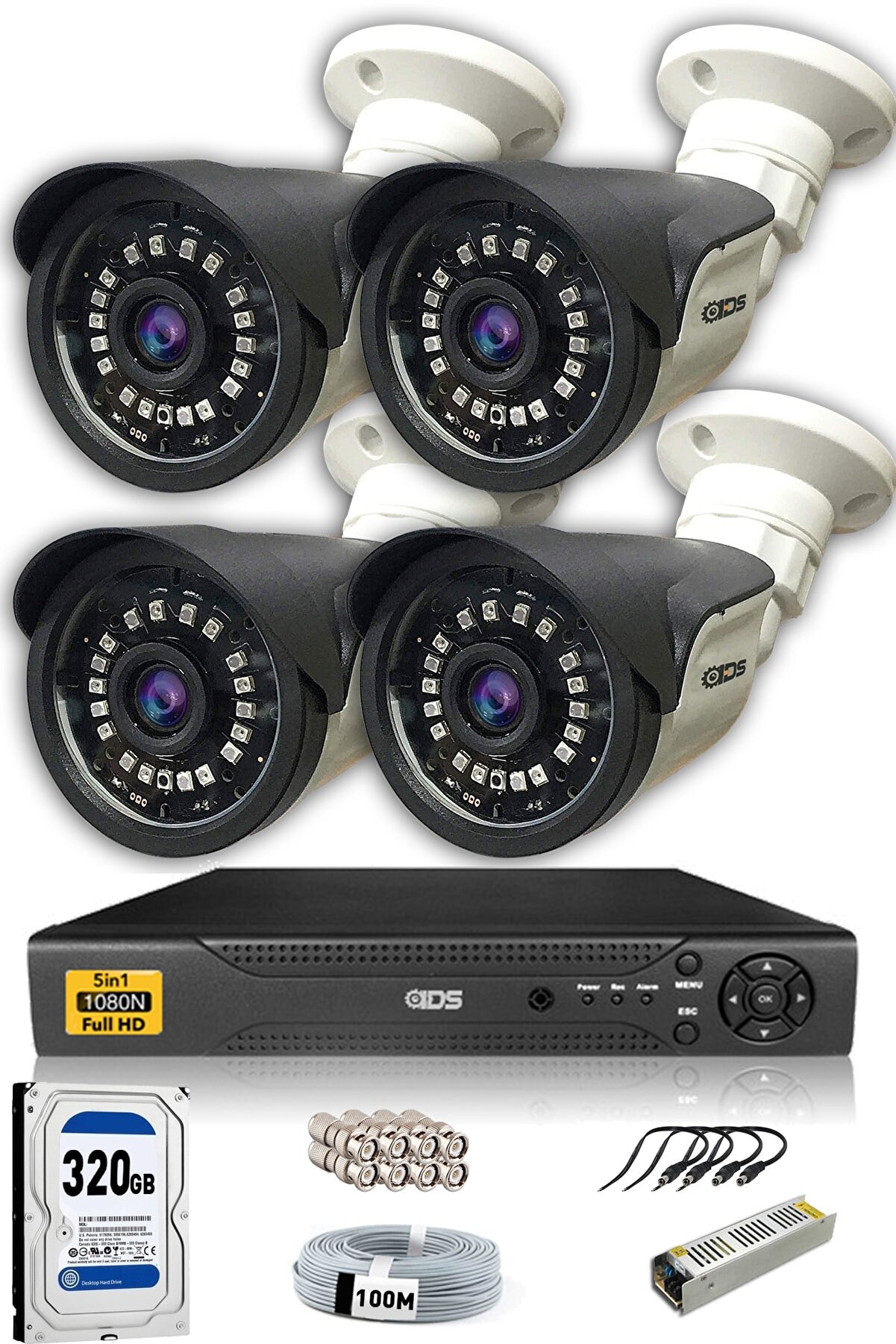 IDS 4 Kameralı Set - 5mp Sony Lensli Full Hd Gece Görüşlü Güvenlik Kamerası Sistemi - Cepten Izle