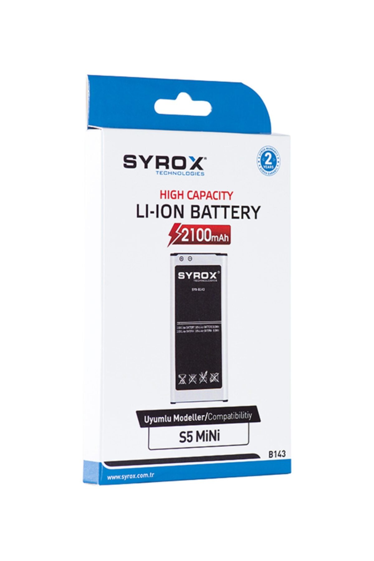 Genel Markalar Syrox Samsung Galaxy S5 Mini (G800) Batarya 2100 mAh B143