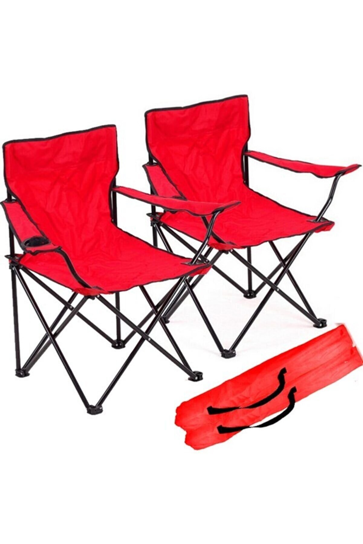 Notpa Kırmızı Katlanır Çantalı Kamp Sandalyesi 2 Adet