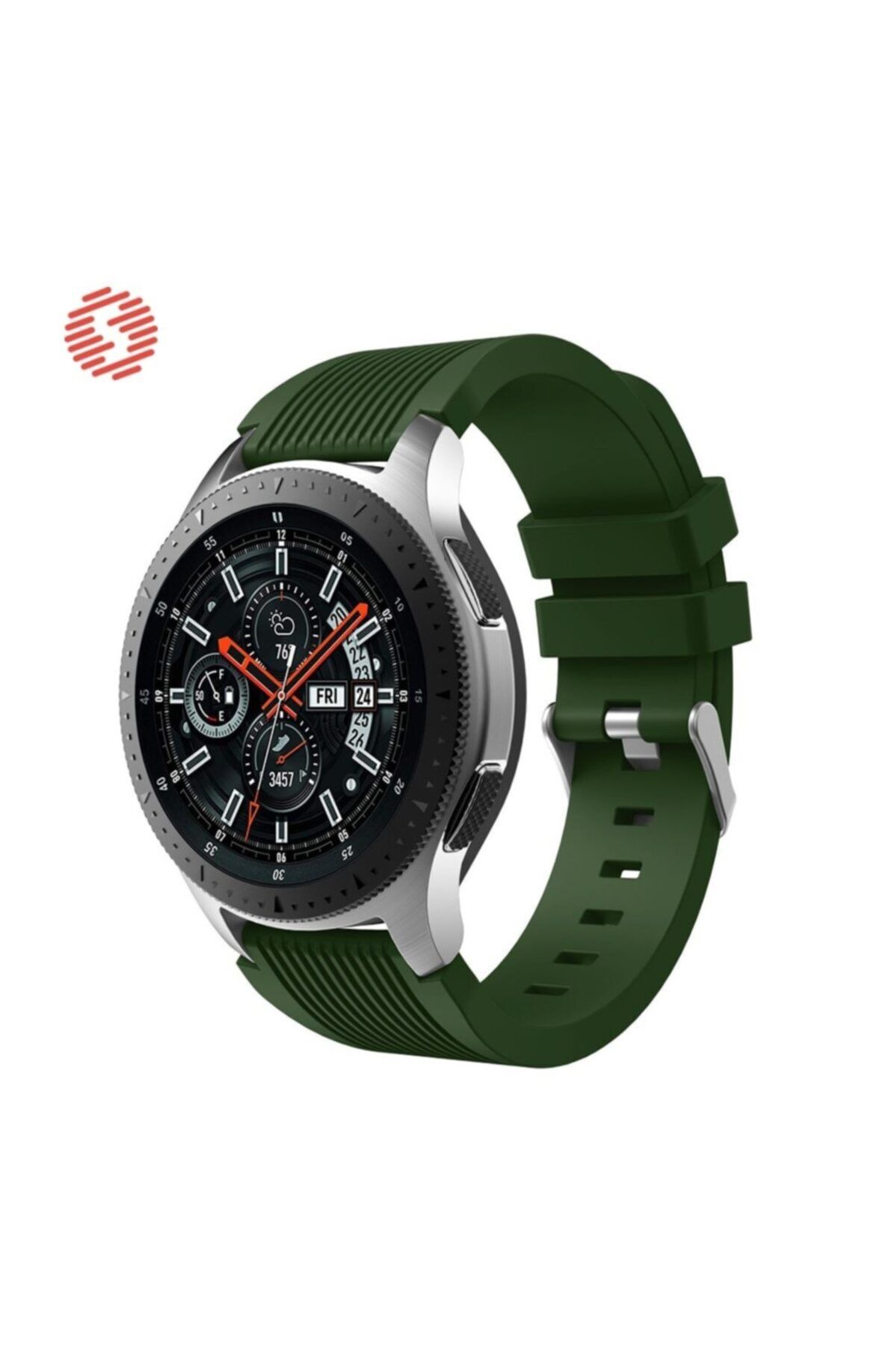 UnDePlus Huawei Honor Magic Watch 2 46mm Kordon Çizgili Silikon Kordon Koyu Yeşil