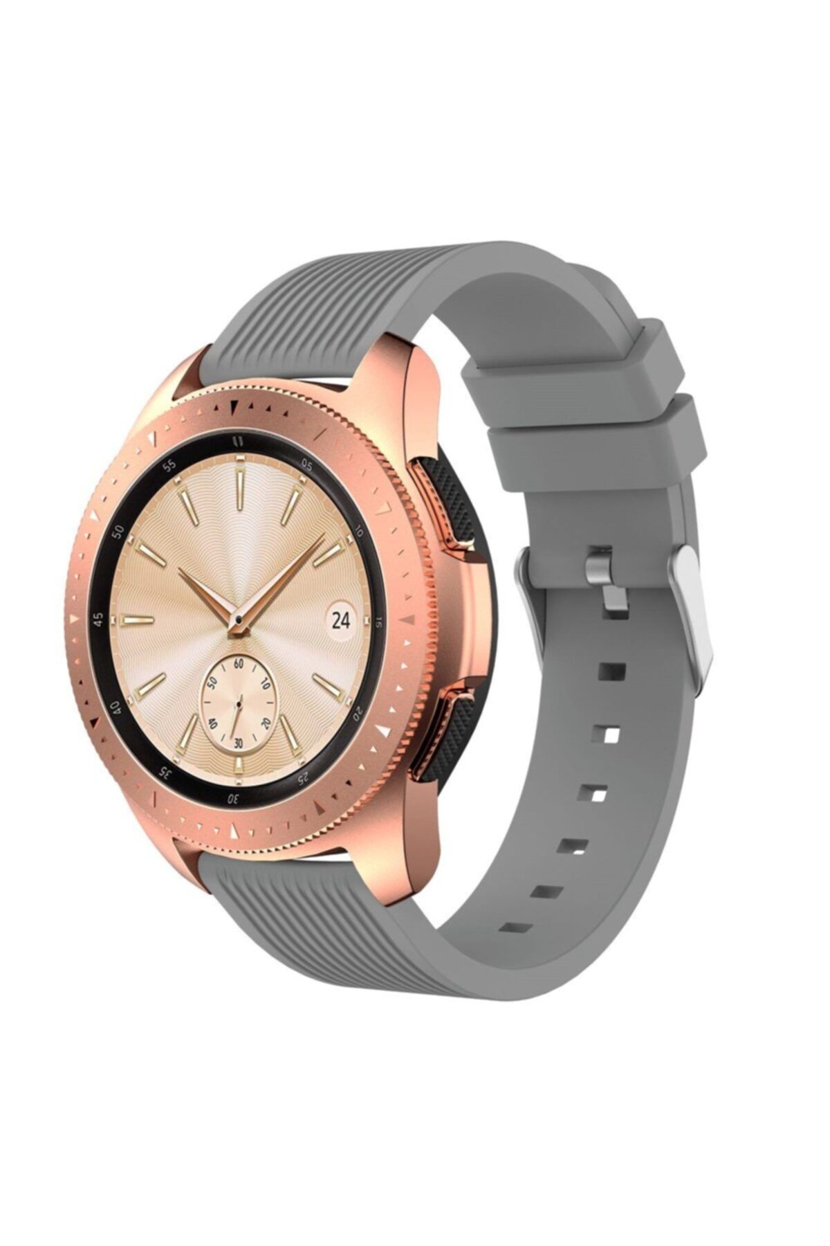 UnDePlus ????samsung Galaxy Watch Active 2 40mm Kordon Çizgili Silikon Kordon Gri