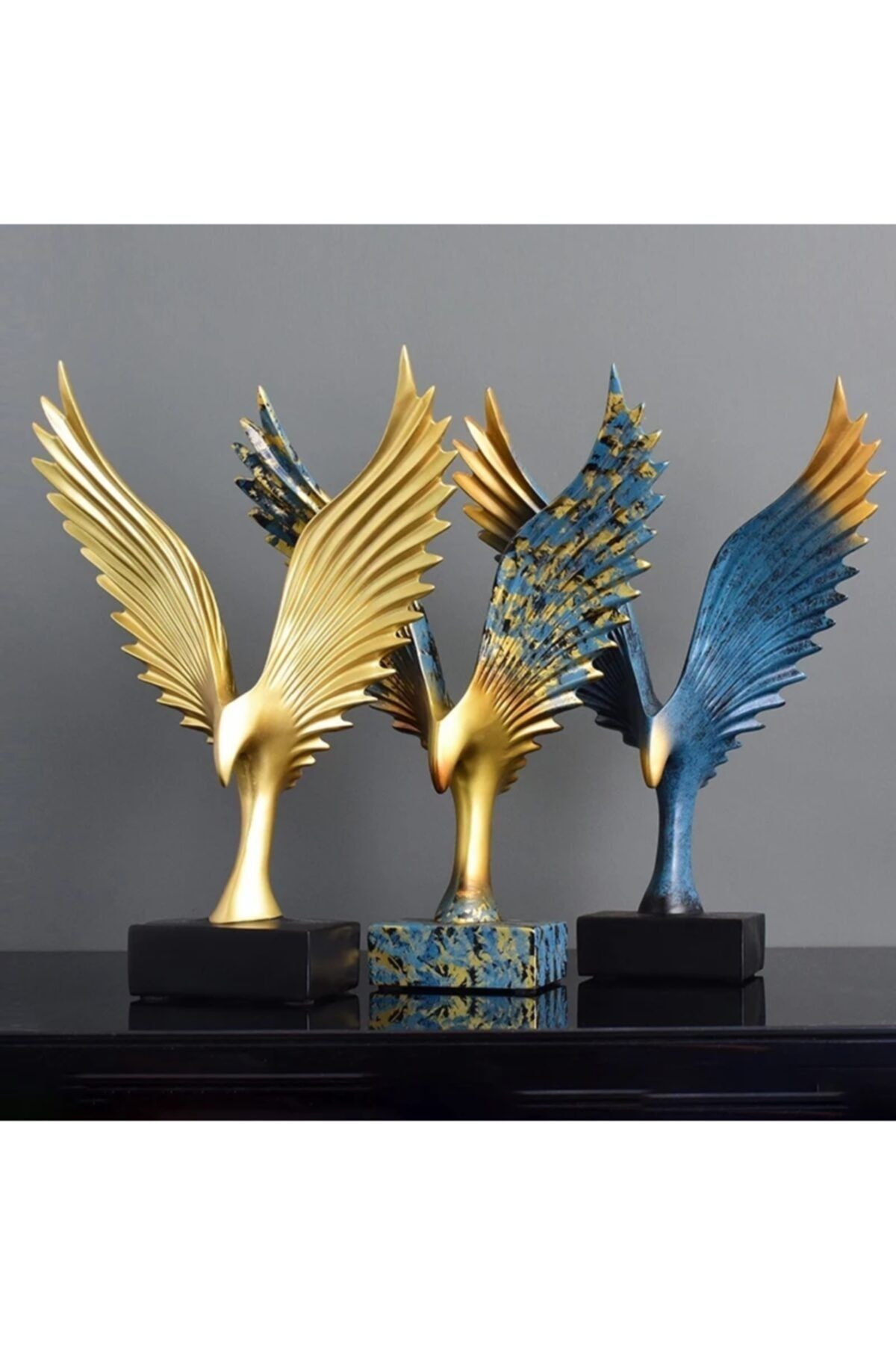 saksı deposu Kuş Heykeli (mavi Altın)