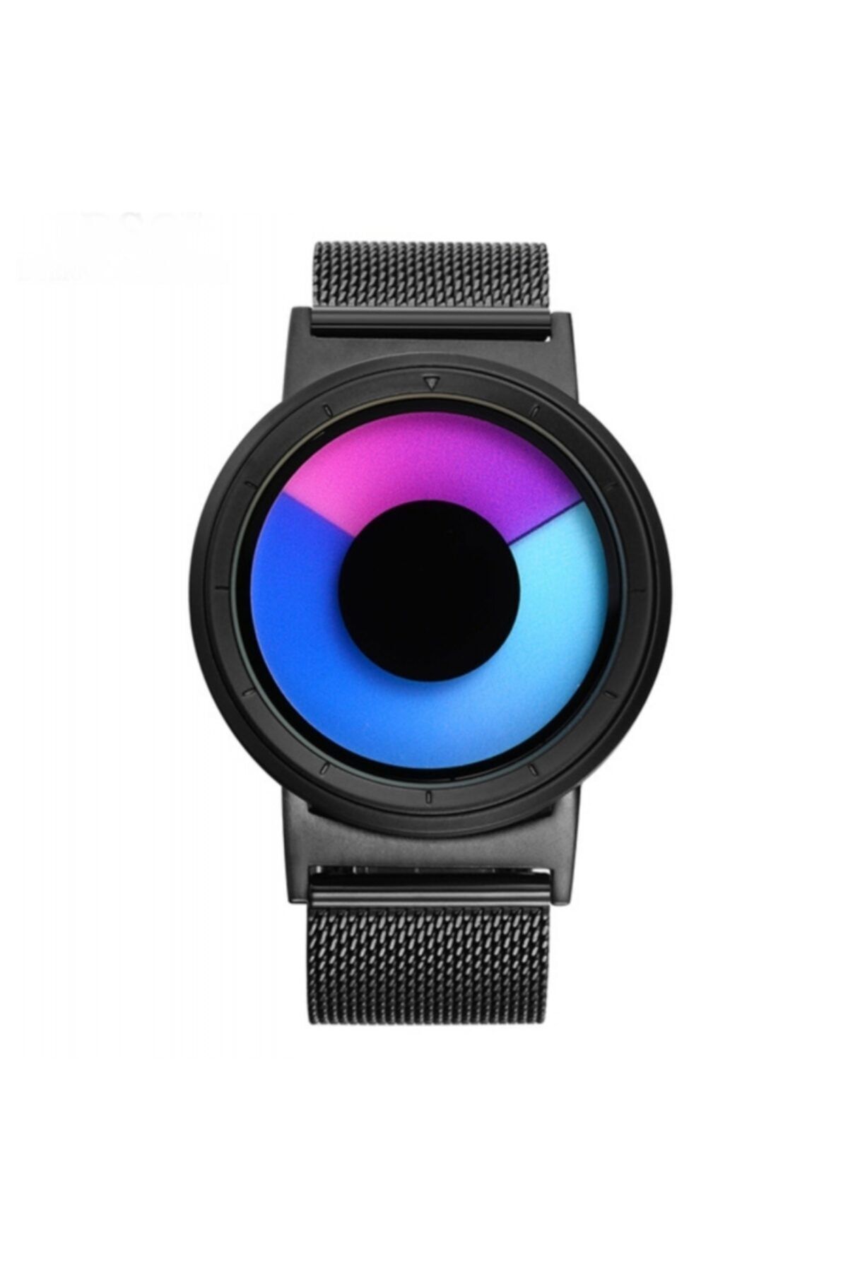 Cool Watch - Siyah Kasa - Siyah Kordon Cool Galaxy Mix Mavi Pembe Ekran Unisex Kol Saati