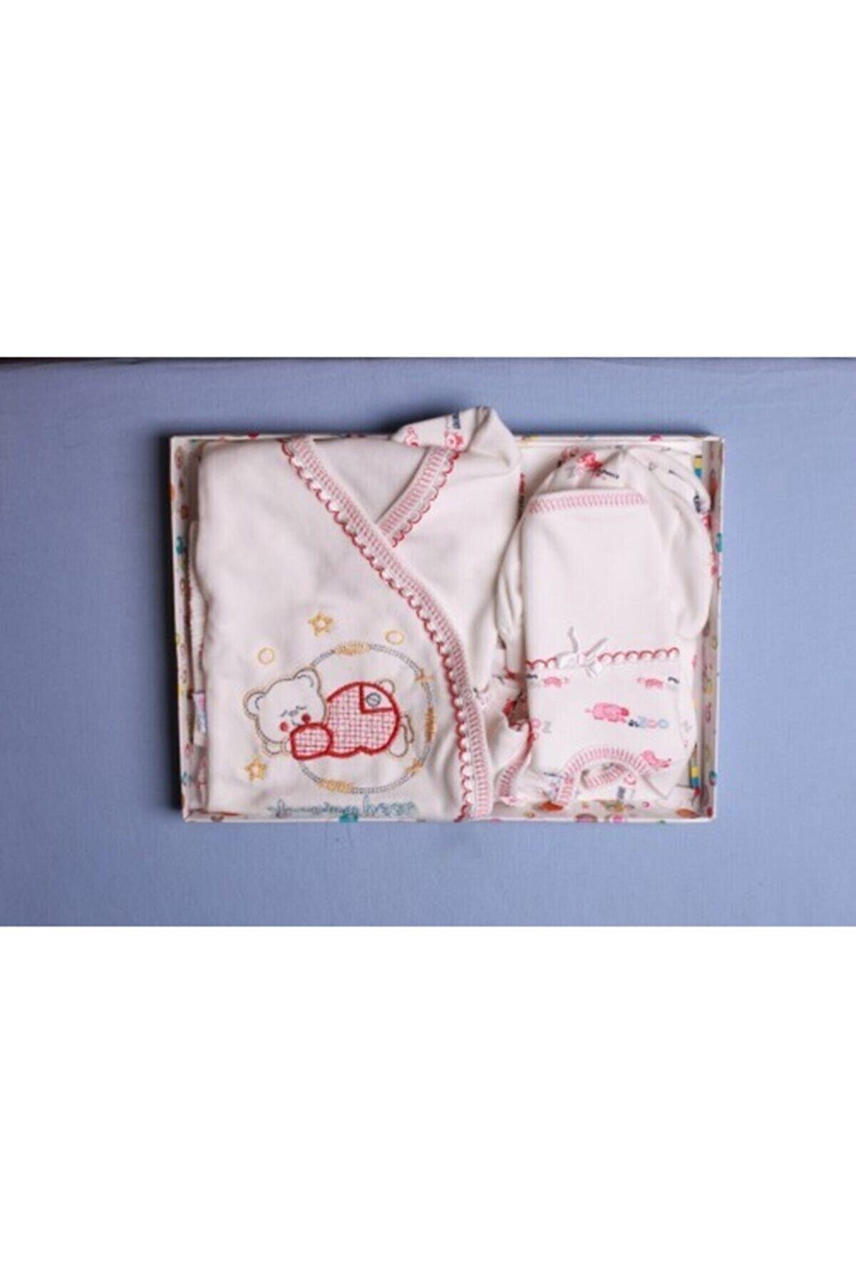 Daisymini Baby Yeni Doğan Bebek Seti - 5 Parça Zıbın Seti - Ayıcık Desenli- Anti Alerjik - (0 - 4 Ay)