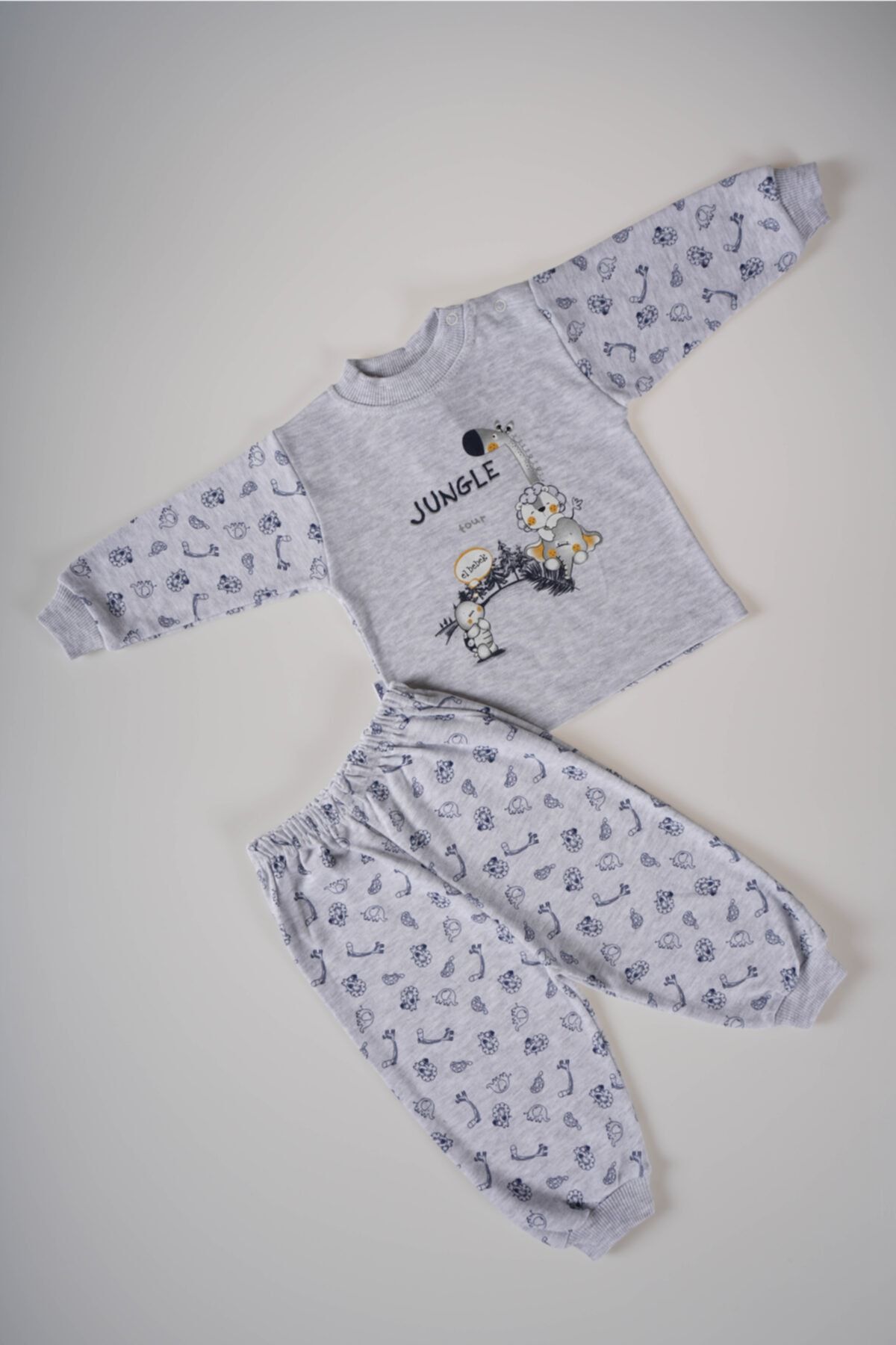 MİNİKO KİDS Yeni Sezon Omuz Çıtçıtlı Pamuk Bebek Pijama Takımı