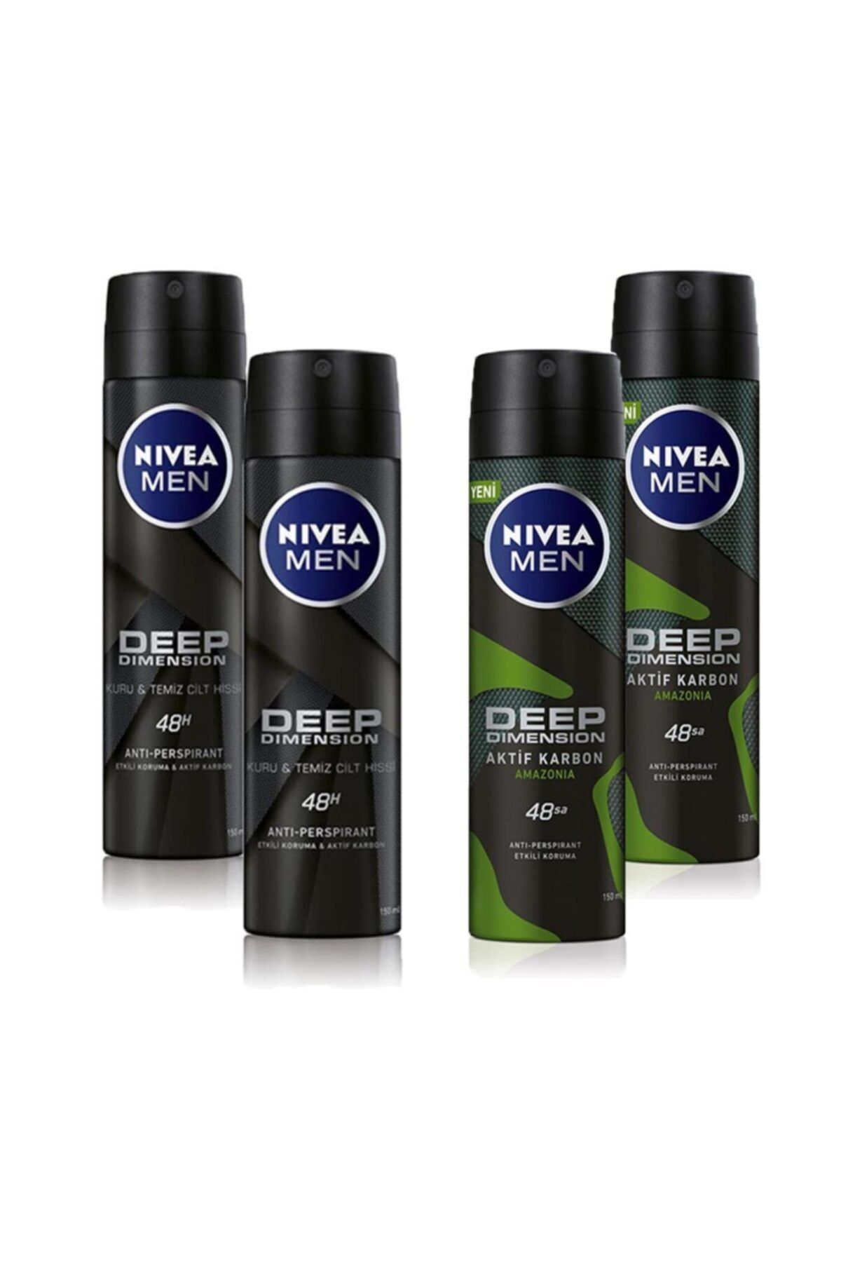 NIVEA Bay Deodorant Deep Dimension Aktif Karbon 150 Ml X 2 Adet + Deodorant Bay Deep Dimension