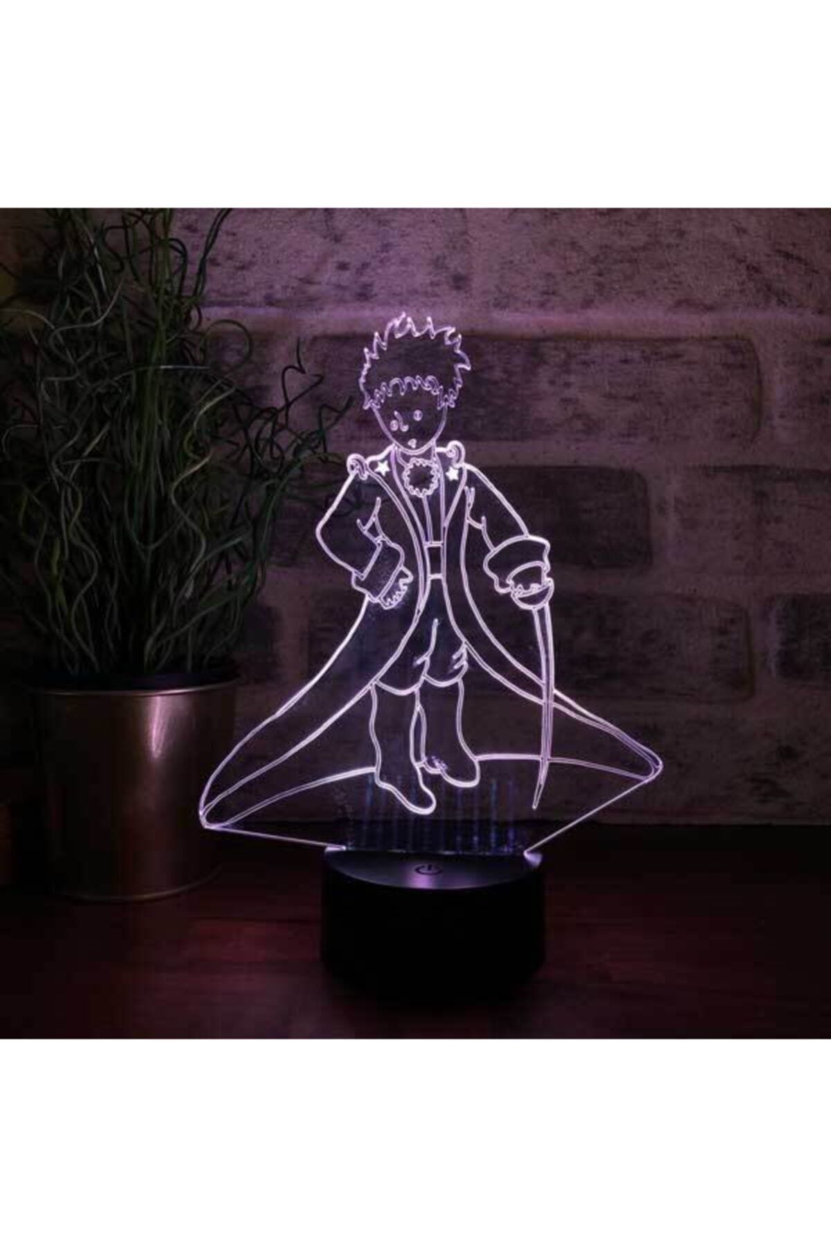 BY-LAMP Küçük Prens Figürlü Dekoratif Hediye Led Masa Lambası | 7 Işık Rengi | Siyah Taban