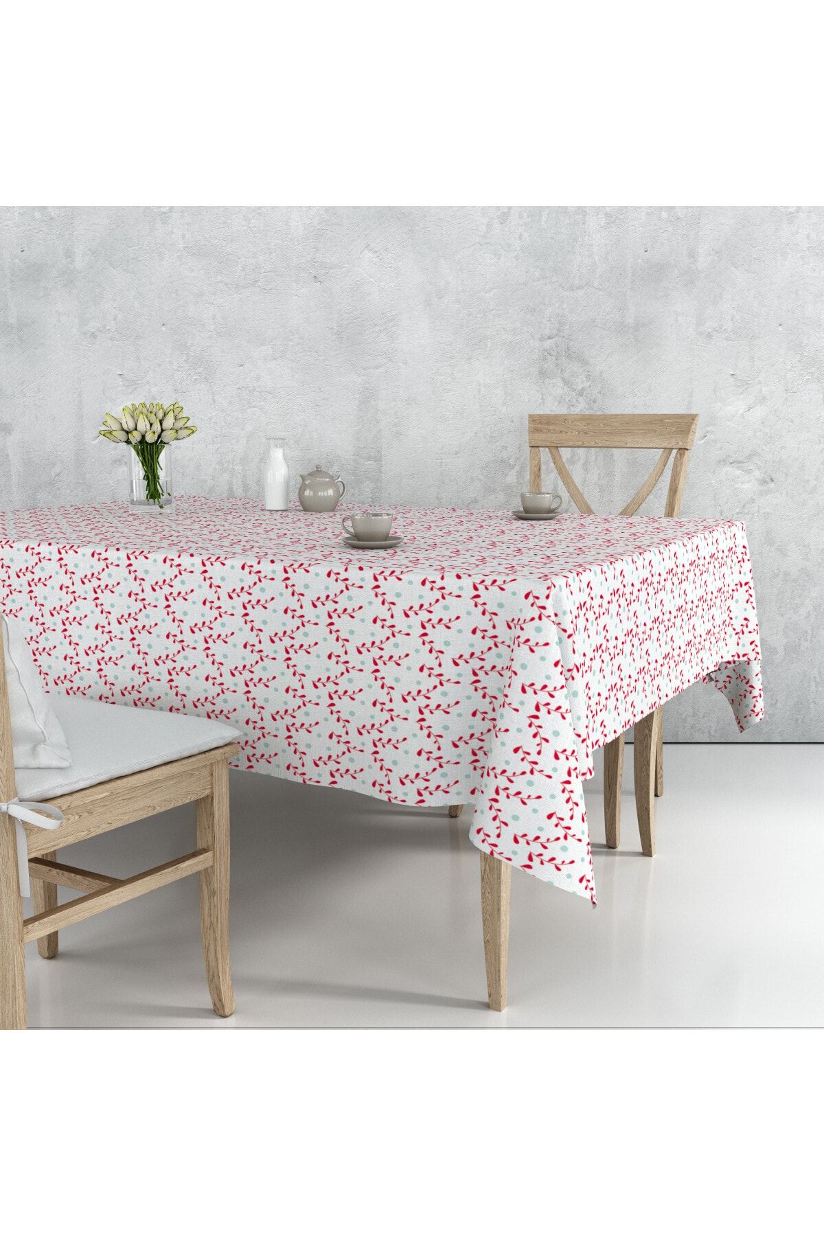 Pilloveland Kırmızı Çiçek Desenli Masa Örtüsü 140*180 cm