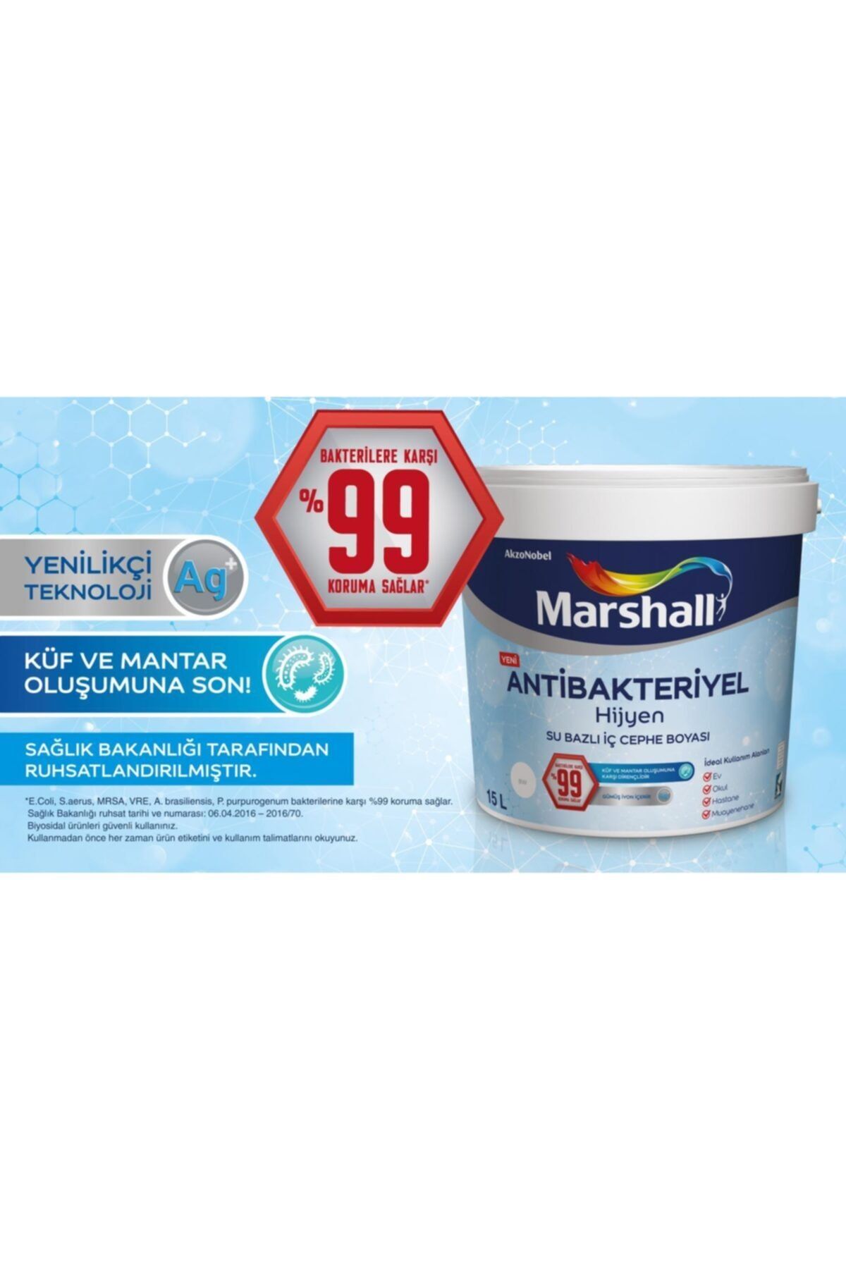 Marshall Antibakteriyel Silinebilir Boya Kuğu Gölü 2.5 Lt