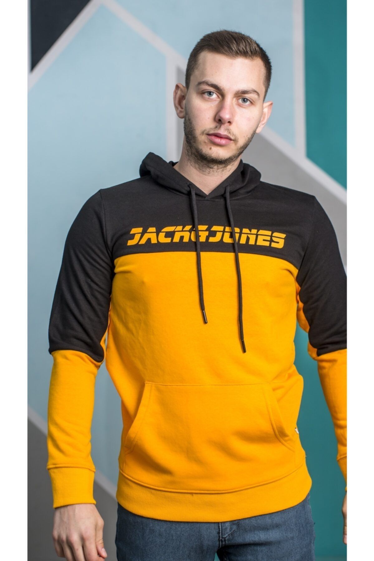 Jack & Jones Erkek Turuncu Yazı Baskılı Sweatshirt
