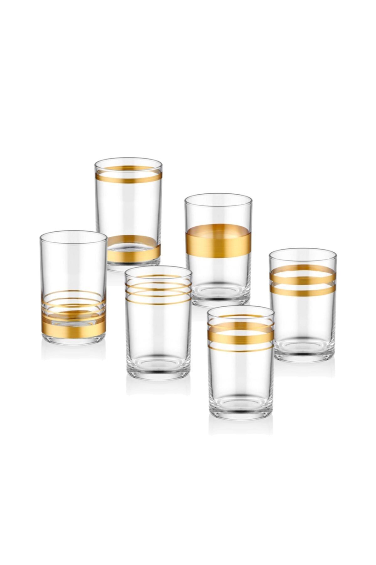 The Mia Lines Kahve Yanı Su Bardağı 6 Lı Set - Gold