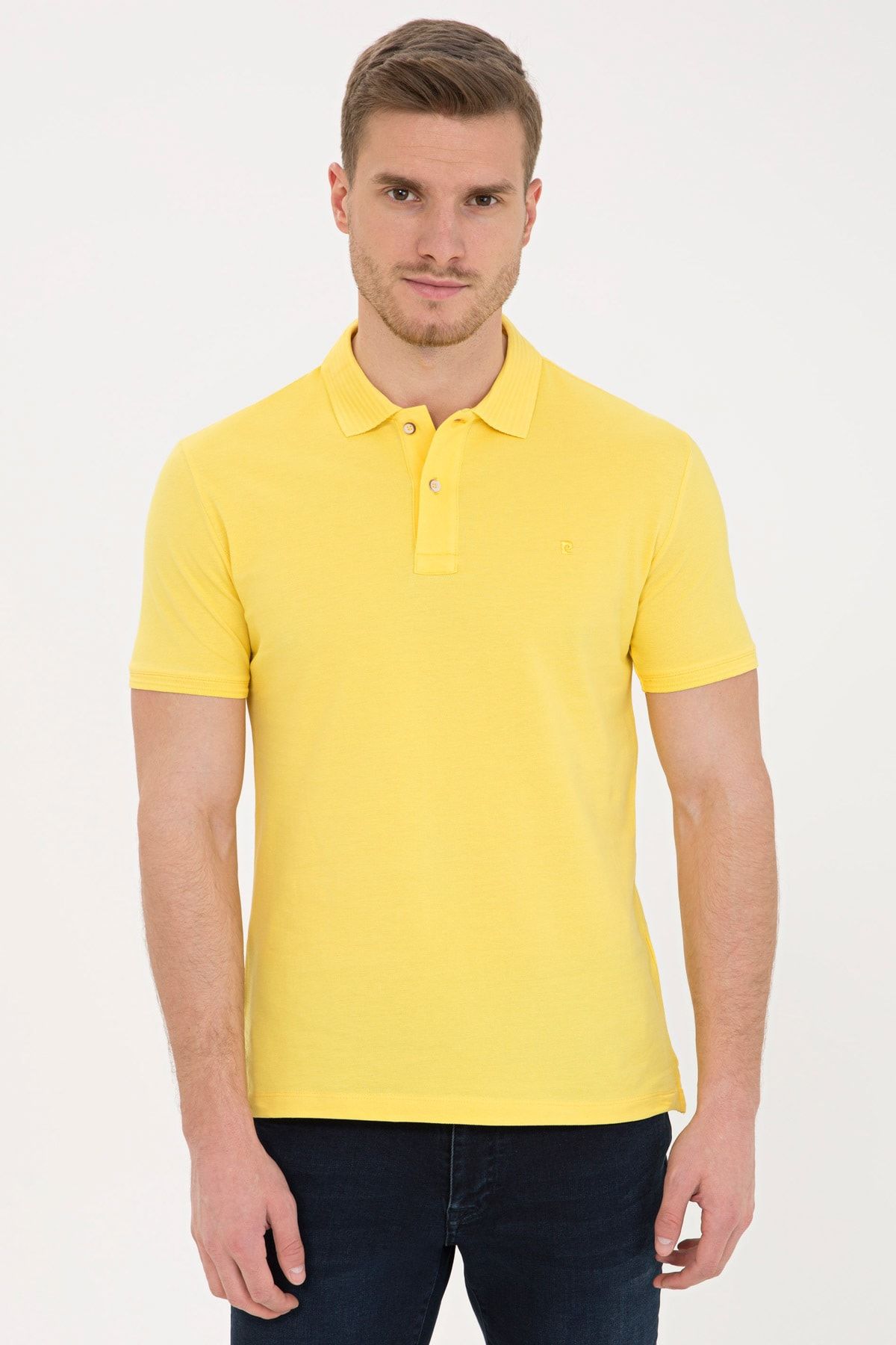 Pierre Cardin Sarı Slim Fit Basic Polo Yaka T-Shirt