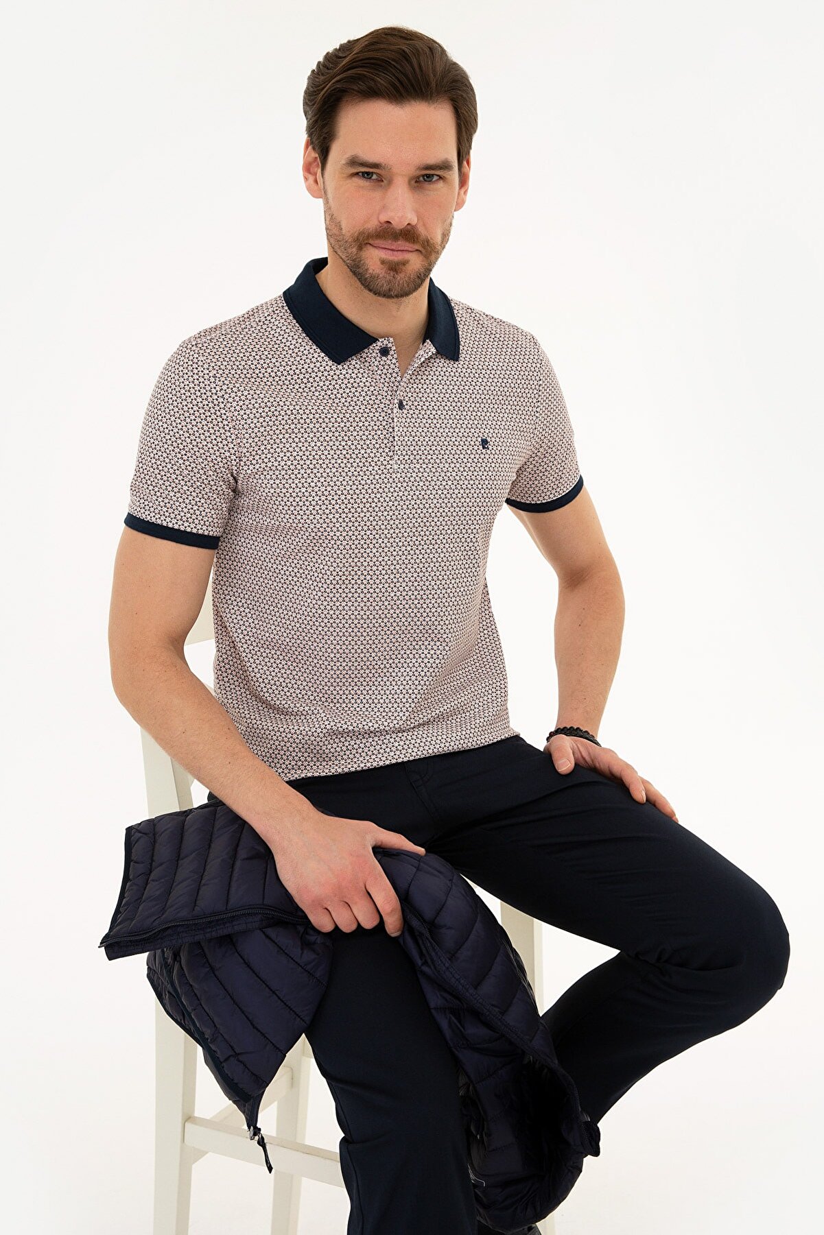 Pierre Cardin Lacivert Slim Fit Polo Yaka T-Shirt