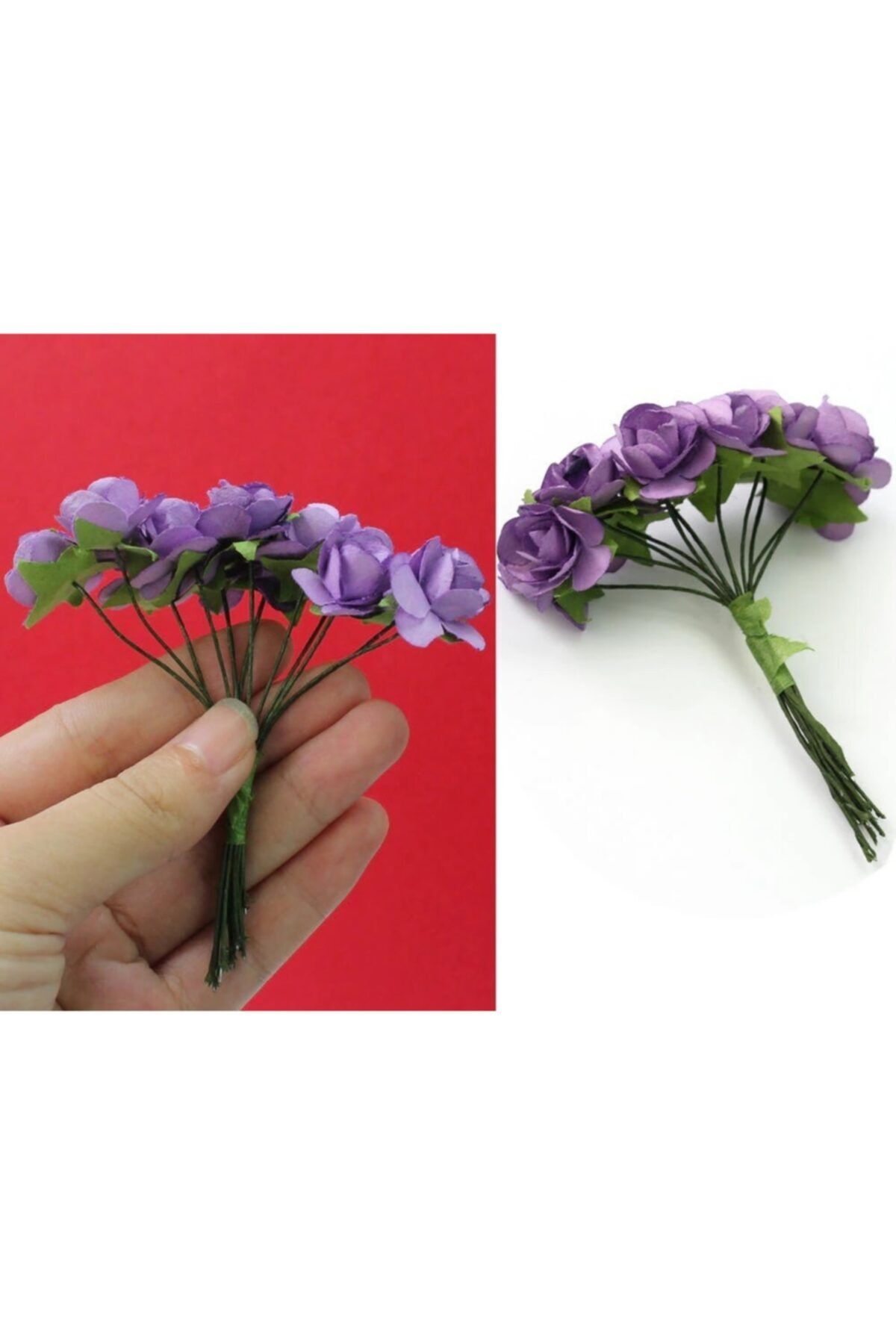 Aker Hediyelik Mor Kağıt Gül 144lü Kağıt Güller El Işi Süsleme Hobi Dekorasyon Tasarım Yapay Çiçek Aranjman