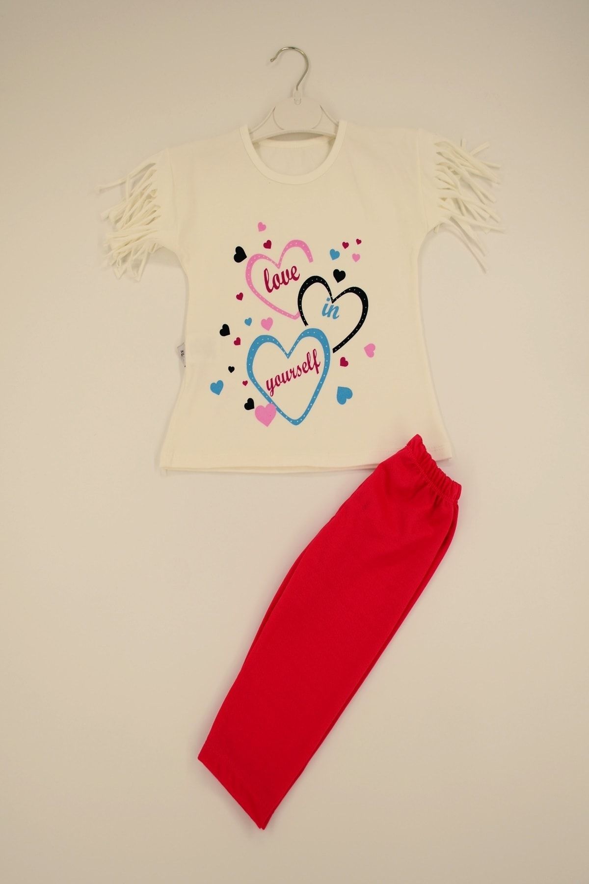 TRM BABY Kız Çocuk Beyaz Tayt ve Kısa Kollu T-shirt İkili Takım