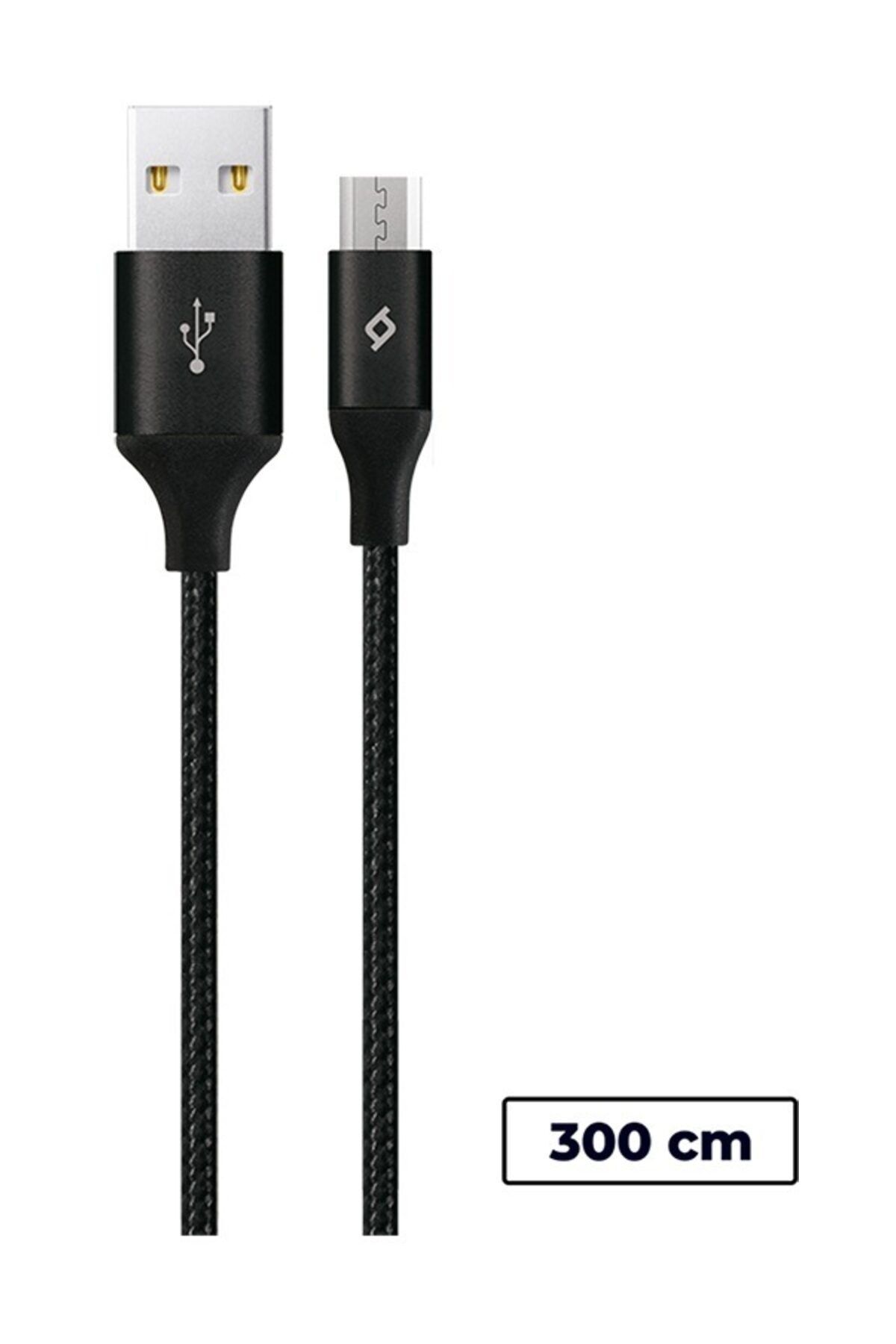 Ttec AlumiCable XXL Micro USB Şarj Kablosu 3mt-Siyah