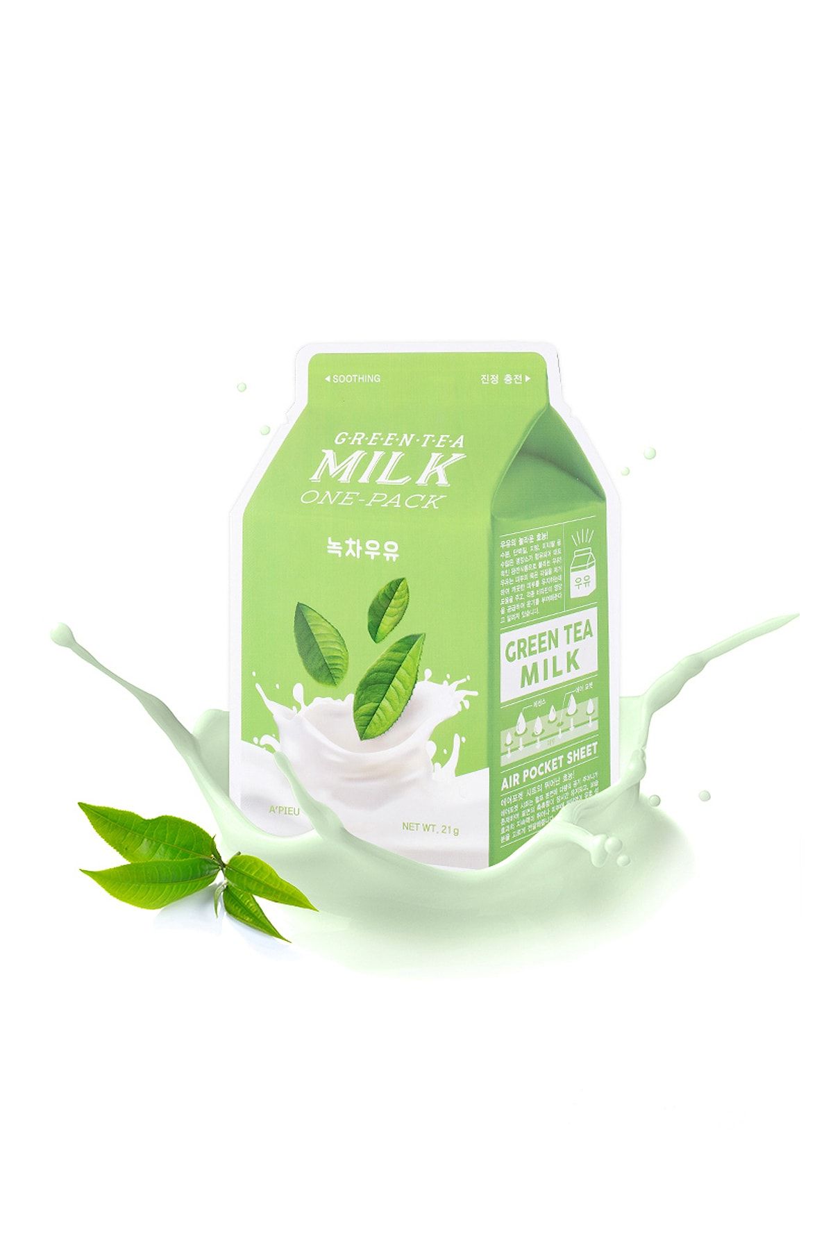 Missha Hassas Ciltler İçin Stres Karşıtı Yaprak Maske(Yeşil Çay-Süt) APIEU Green Tea Milk One-Pack