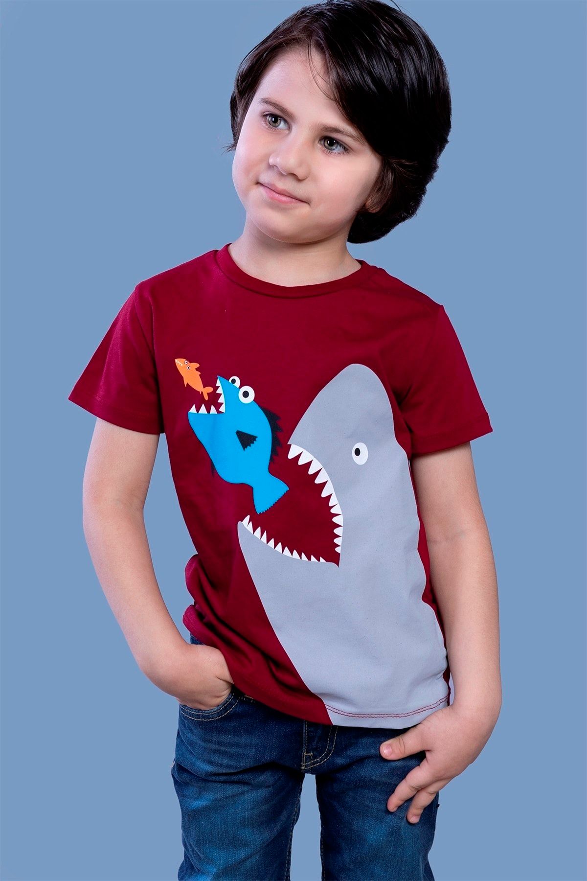 Toontoy Erkek Çocuk Köpek Balığı Baskılı T-Shirt