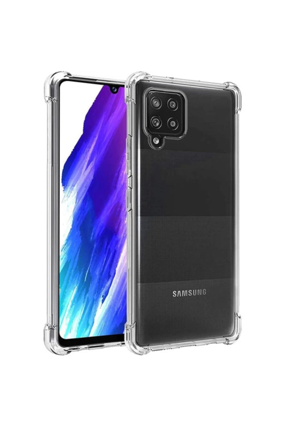 Fibaks Samsung Galaxy A12 - M12 Uyumlu Kılıf Köşe Korumalı Anti Şok Sert Silikon