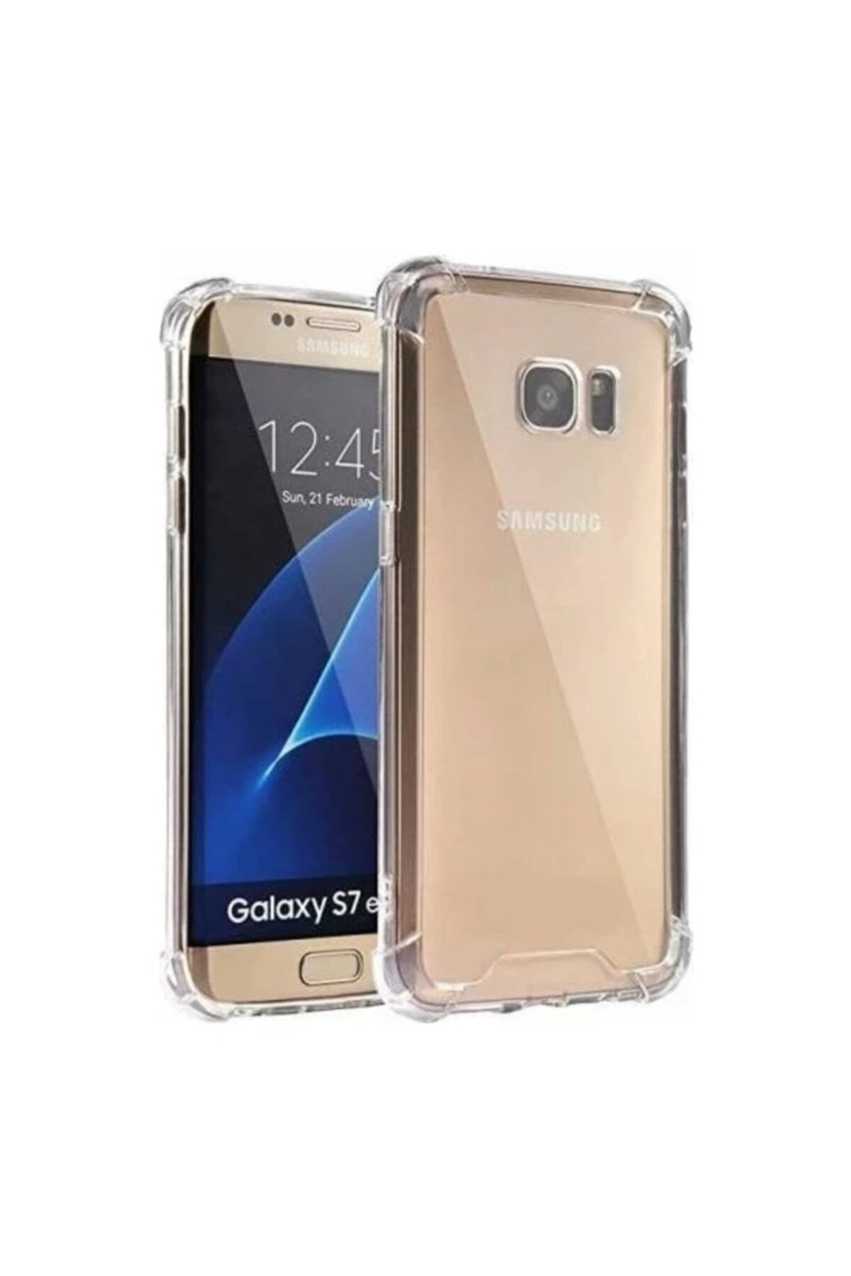 Fibaks Galaxy S7 Edge Kılıf Köşe Korumalı Anti Şok Sert Silikon Uyumlu
