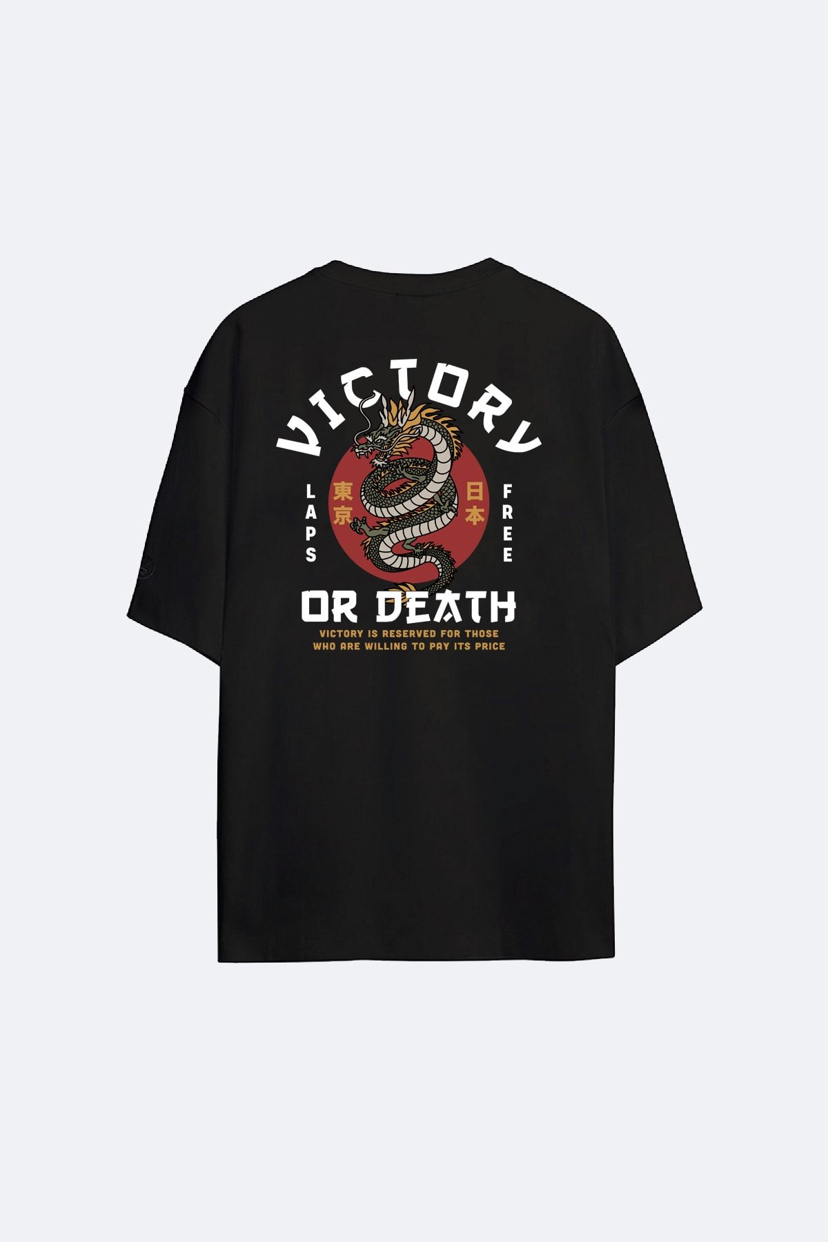Oksit Unisex Siyah Victory Dragon Baskılı Oversize T-Shirt