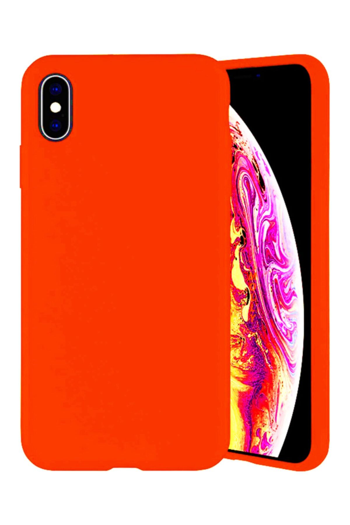 Molly Iphone Xs Max Uyumlu Neon Turuncu Liquid Pastel Kılıf