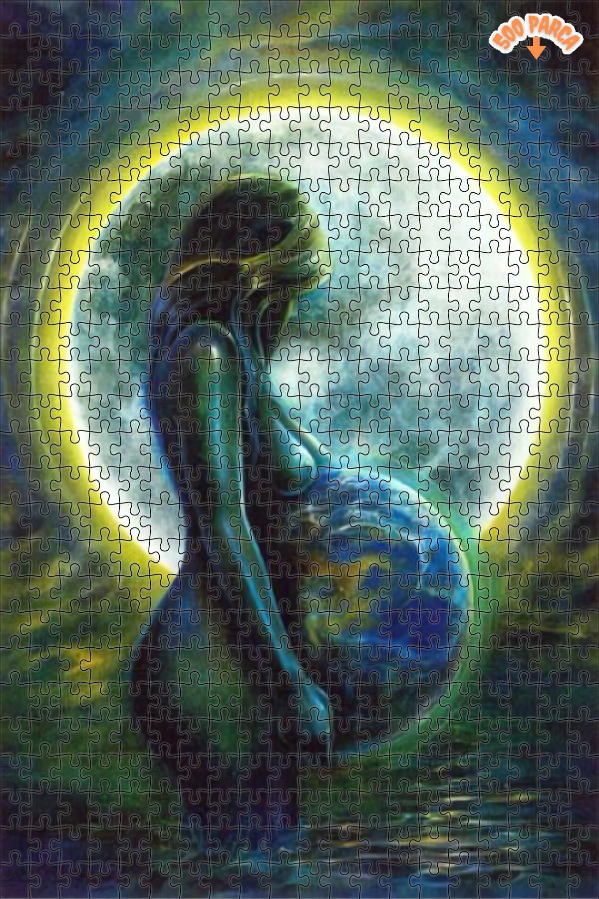 Teona Ahşap Hamile Kadın Spiritüel Modern Sanat Çift Katlı Çerçeveli Asılabilir Ahşap Puzzle 500 PARÇA 30X50