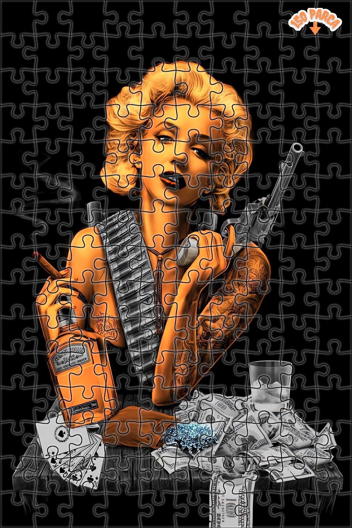 Teona Ahşap Gangster Kadın Dekoratif Çift Katlı Çerçeveli Asılabilir Ahşap Puzzle 150 PARÇA 20X30