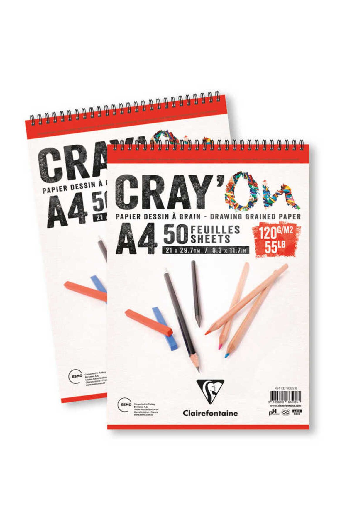 Clairefontaine Cray-on Çizim Bloğu A3 120gr 50 Yaprak Üstten Spiral