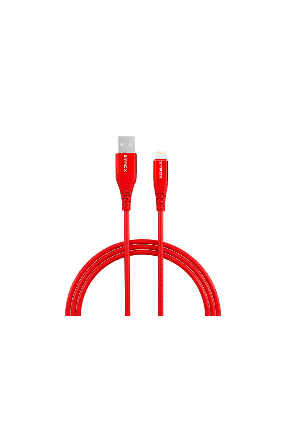 Syrox C88 - iPhone Lightning Plus Metal Kablo Kırmızı 2.0A