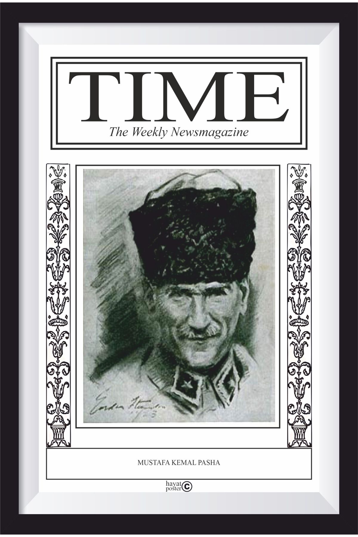 Teona Ahşap Time dergisi Atatürk kapağı -1 Retro Ahşap Poster (Ölçü:20x30)