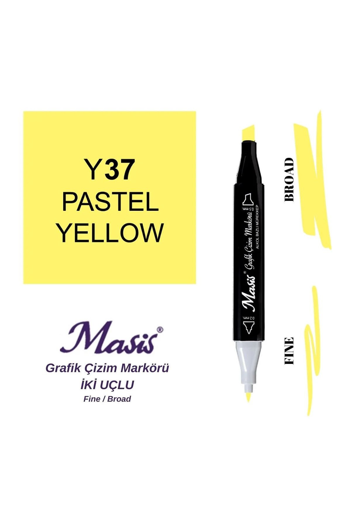 Masis Twin Çift Uçlu Marker Kalemi 37 Pastel Yellow
