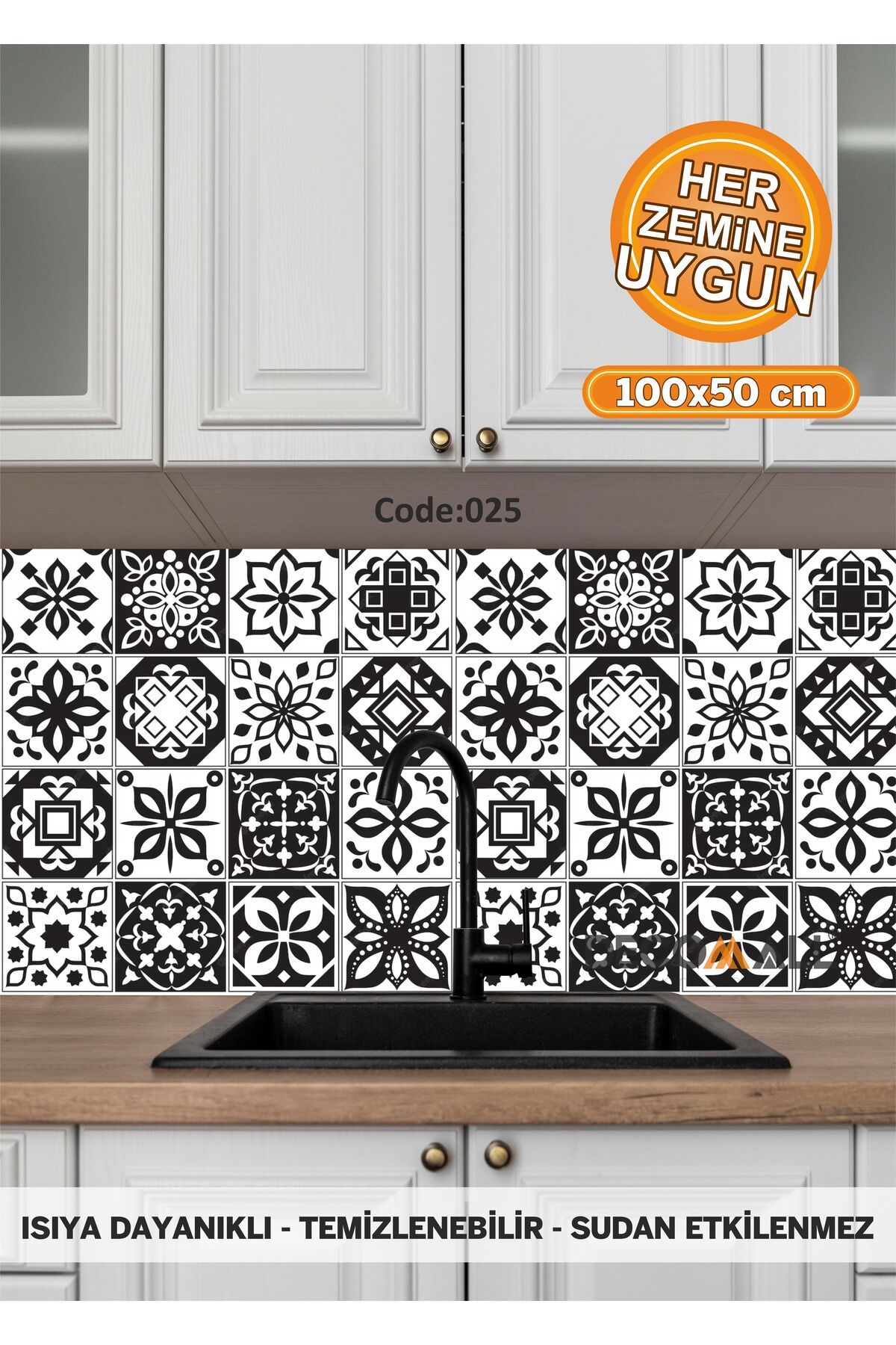 DECOMALL 25 Code YAPIŞKANLI DESENLİ FOLYO DUVAR DOLAP MUTFAK TEZGAH ARASI FOLYO KAPLAMA(50x100cm)