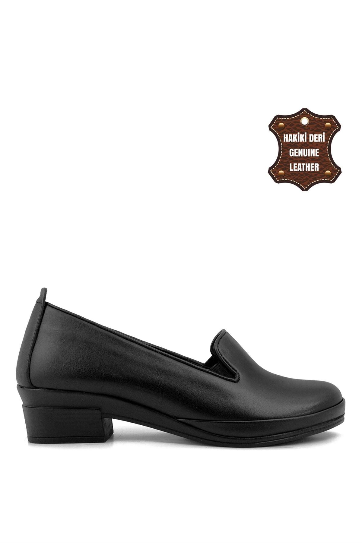 Scavia 082C Kadın Deri KlasikTopuklu Ayakkabı Siyah